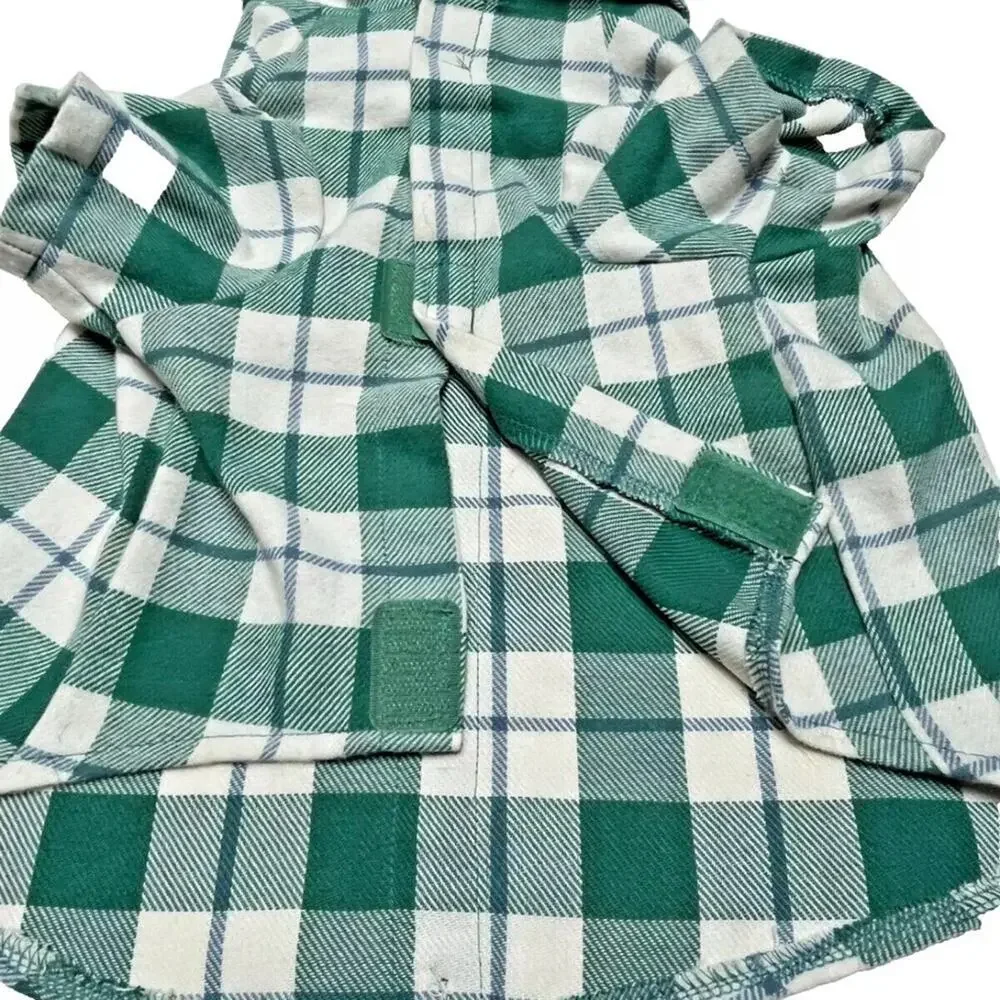 Top Paw Green and Blue Shacket Plaid Dog Shirt - XS